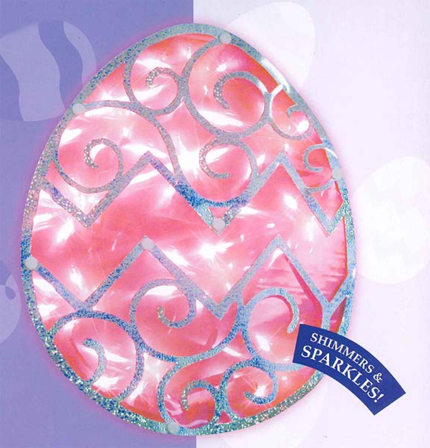 Impact 12 Lighted Pink Easter Egg Window Silhouette Decoration