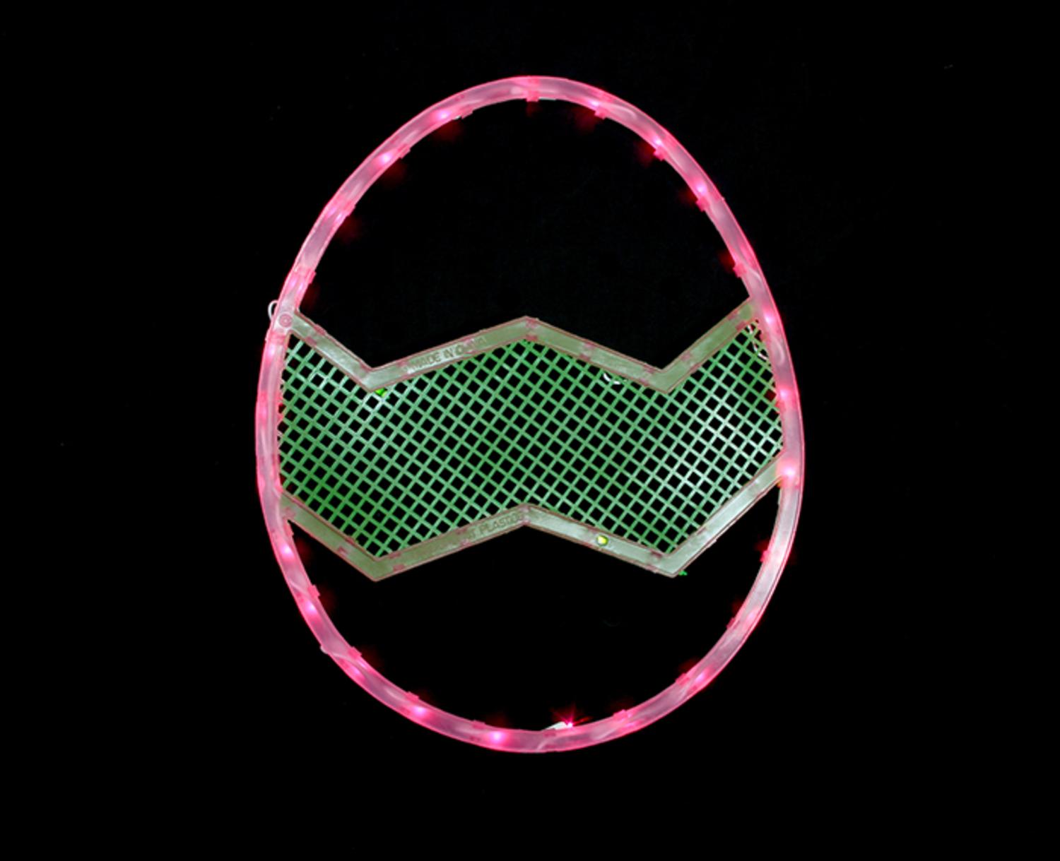Impact 16 5 Lighted Pink With Green Chevron Stipe Easter Egg