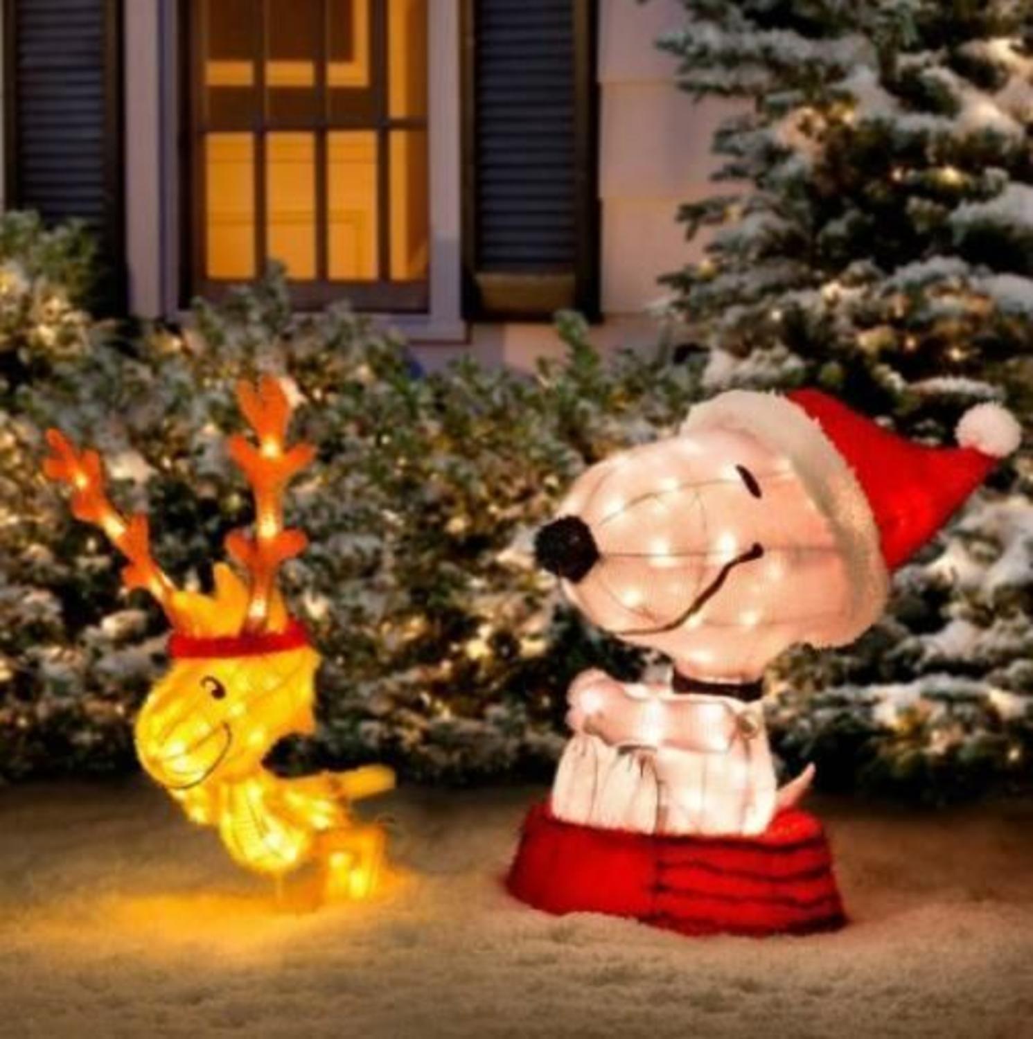 Product Works 34 Pre Lit Peanuts Soft Tinsel Snoopy With Woodstock Product Works 34 Pre Lit Peanuts Soft Tinsel Snoopy With Woodstock Christmas Yard Art Decoration Clear Lights