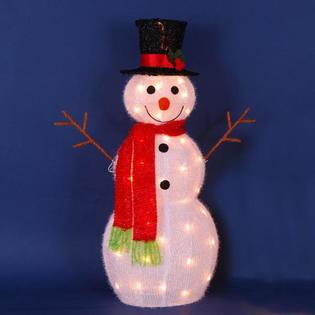 Penn 22 Lighted 3 D Snowman With Top Hat And Twig Arms Outdoor