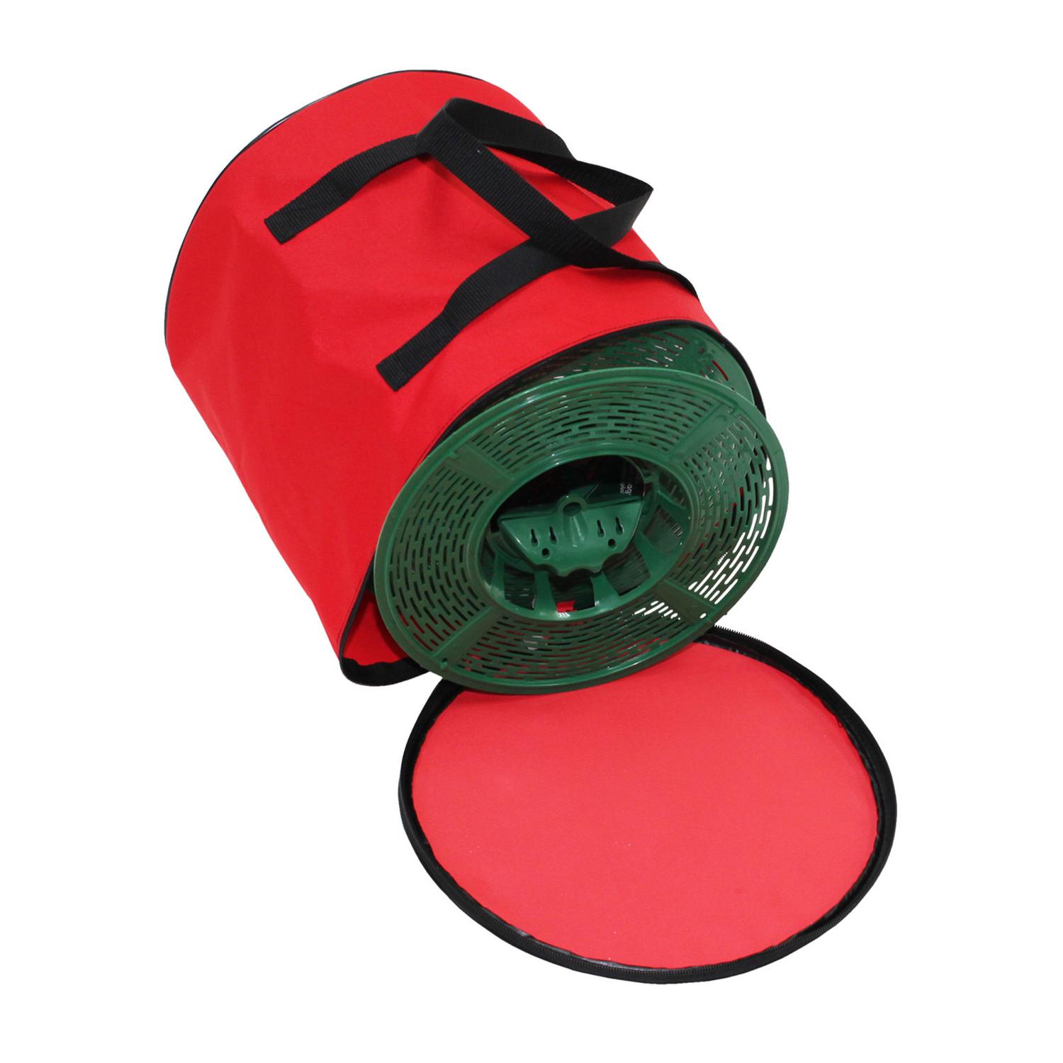 Dyno Set Of 4 Christmas Light Storage Reels With Red And Green Polyester Zip Up Bag