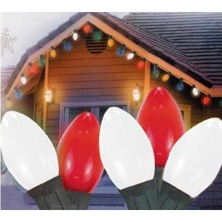 Northlight Set Of 25 Opaque Red And White Candy Cane C9 Christmas Lights Green Wire Red And Clear C9 Christmas Lights