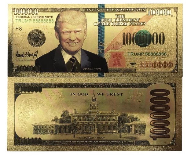 Generic Million Dollar Bill With Us President Donald Trump 24k Gold Plated Fake Banknote Currency For Decoration Generic Million Dollar Bill With Us President Donald Trump 24k Gold Plated Fake Banknote Currency For Decoration