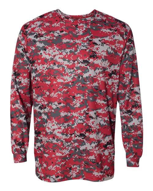 Badger Digital Camo Long Sleeve T-Shirt-Red DigitalSize -3XL
