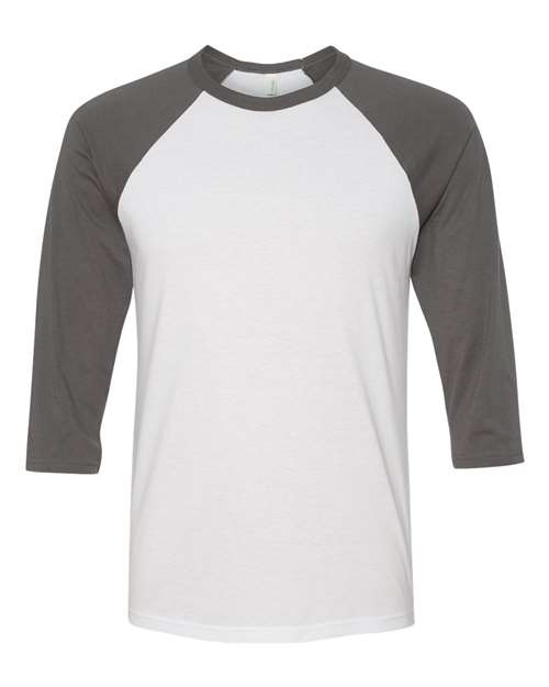 Bella + Canvas Unisex Three-Quarter Sleeve Baseball T-Shirt-White/ AsphaltSize -XS