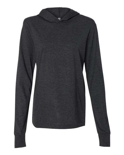 Bella + Canvas Unisex Long Sleeve Jersey Hooded Tee-Charcoal-Black TriblendSize -M