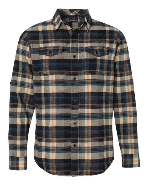 Burnside Yarn-Dyed Long Sleeve Flannel Shirt-Dark KhakiSize -S