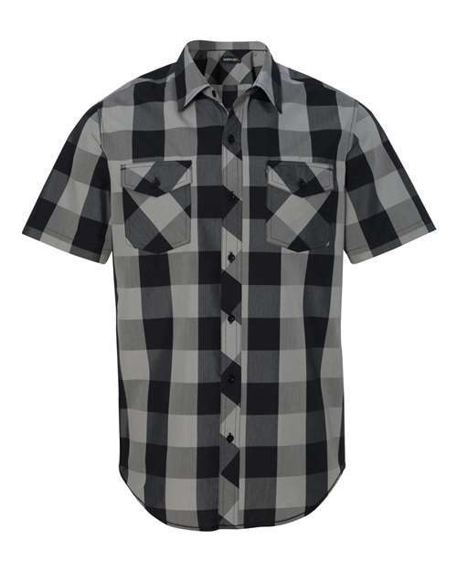 Burnside Buffalo Plaid Short Sleeve Shirt-Black/ GreySize -L