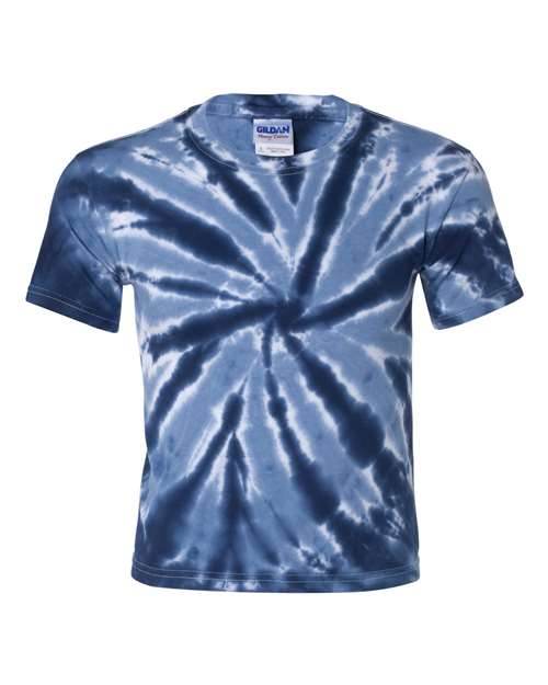 Dyenomite Youth Tone-on-Tone Pinwheel Short Sleeve T-Shirt-NavySize -L