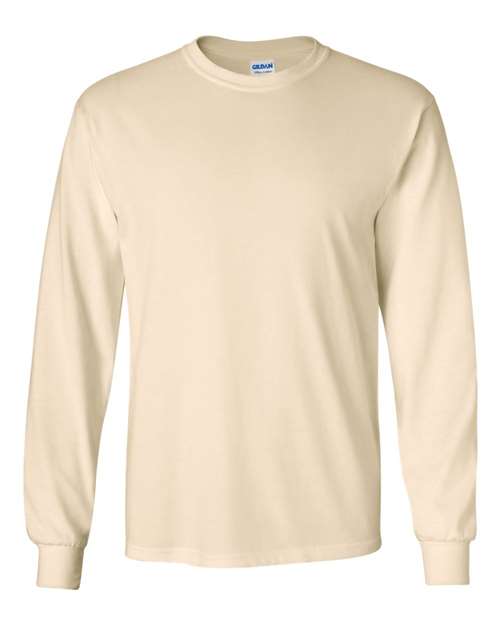 Gildan Ultra Cotton Long Sleeve T-Shirt-NaturalSize -M