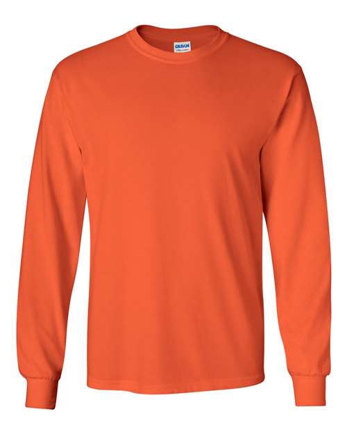 Gildan Ultra Cotton Long Sleeve T-Shirt-OrangeSize -M