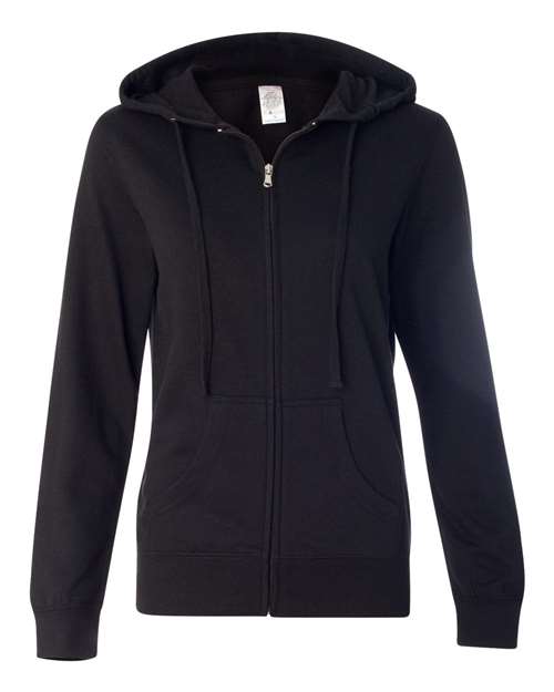 Independent Trading Co. Juniors' Lightweight Full-Zip Hooded Sweatshirt-BlackSize -S