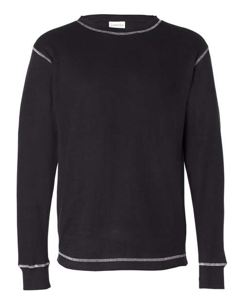 J. America Vintage Long Sleeve Thermal T-Shirt-Black/ Vintage WhiteSize -XL