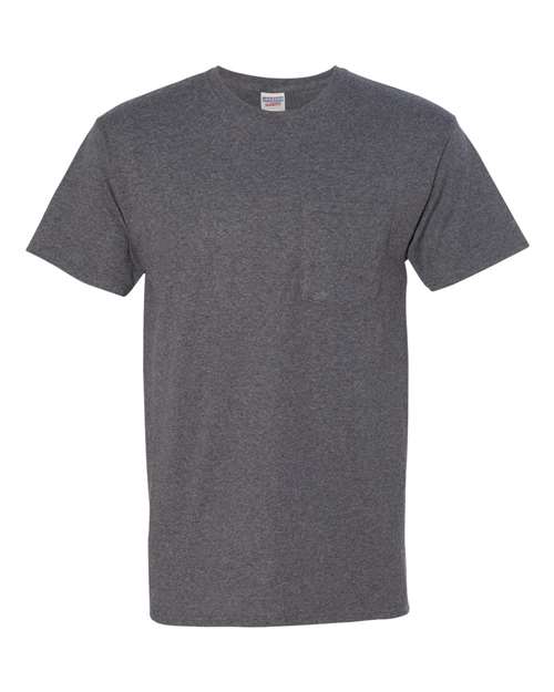 Jerzees Dri-Power Active 50/50 T-Shirt with a Pocket-Black HeatherSize -3XL