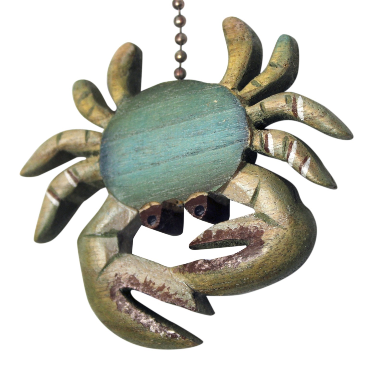 Tim Coastal Maryland Blue Crab Hand Carved Wood Ceiling Fan Light Pull