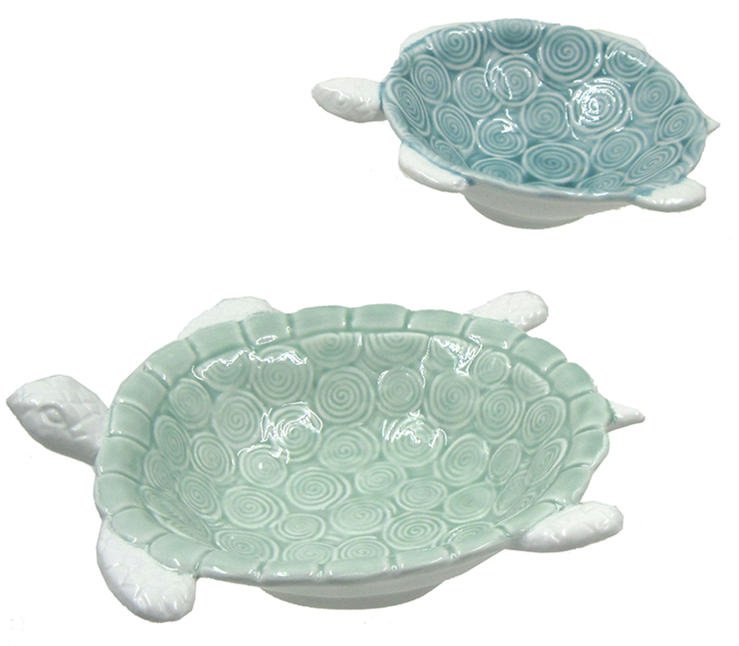 Chesapeake Bay Blue and Green Sea Turtles Porcelain Serving Dishes Set of 2