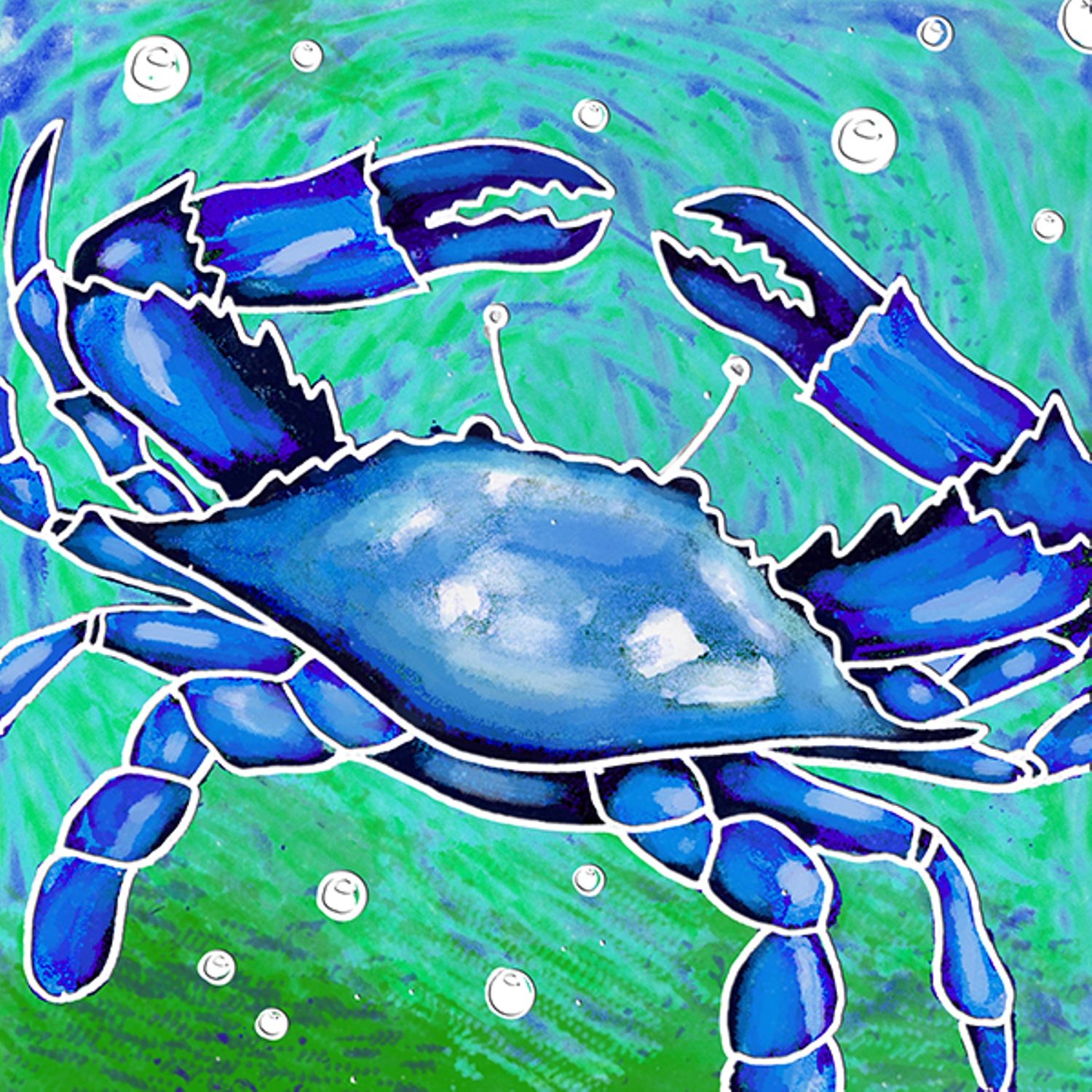 Chesapeake Bay Bright Blue Crab Ceramic Tile 8 X 8 Inches