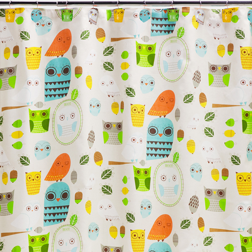 Creative Bath Give a Hoot Whimsical Owl  Bathroom Fabric Shower Curtain