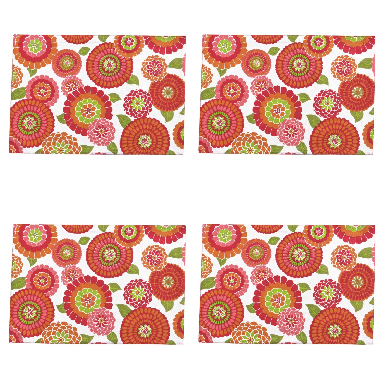 Split P Bold Floral Zinnia Cotton Print Placemats Kitchen Dining Room Set of 4