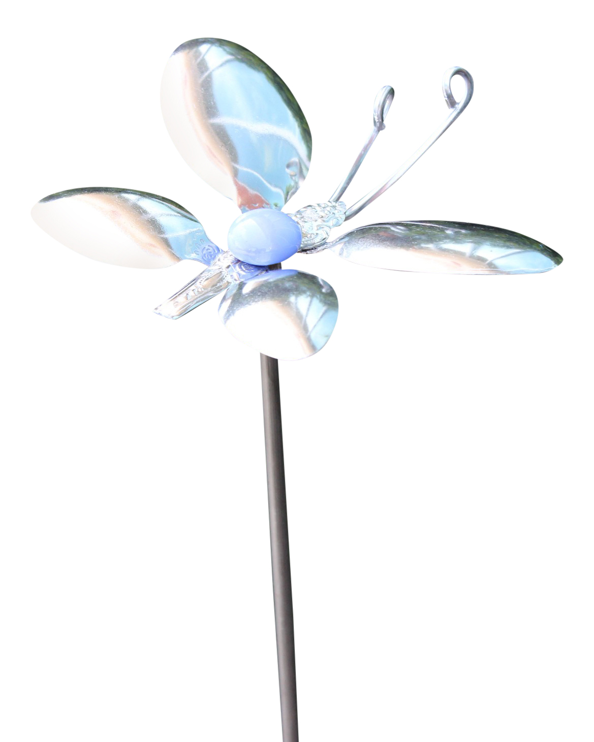 Y and S Kitchen Flatware Butterfly Hand Crafted Metal Garden Flower Stake 25 Inches