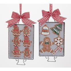 Kurt S. Adler Kurt Adler Gingerbread Men Baked Cookies on Tray Ornaments Set of 2 Metal