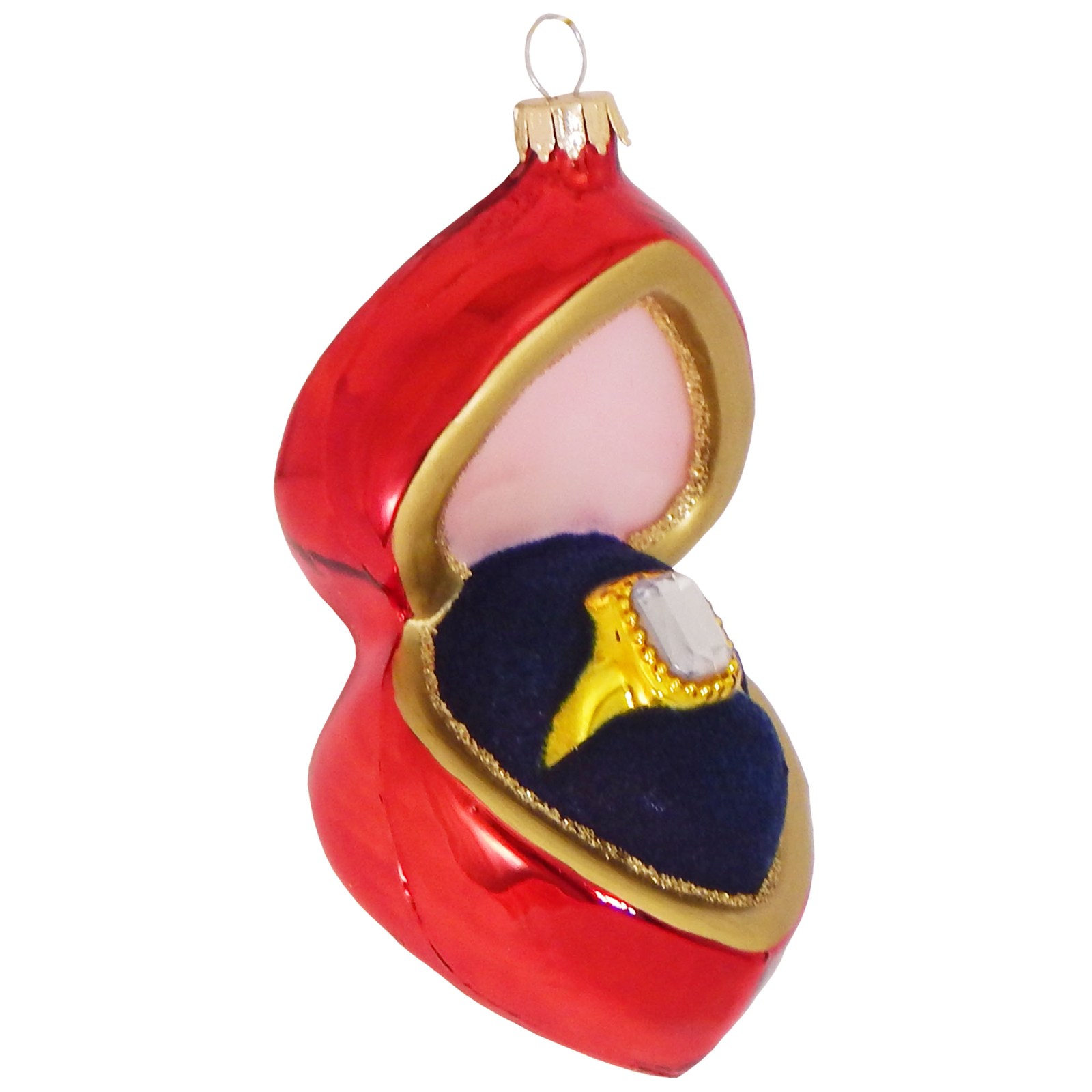 Christmas by Krebs Engagement Ring in Heart Shaped Box Christmas Holiday Ornament Glass