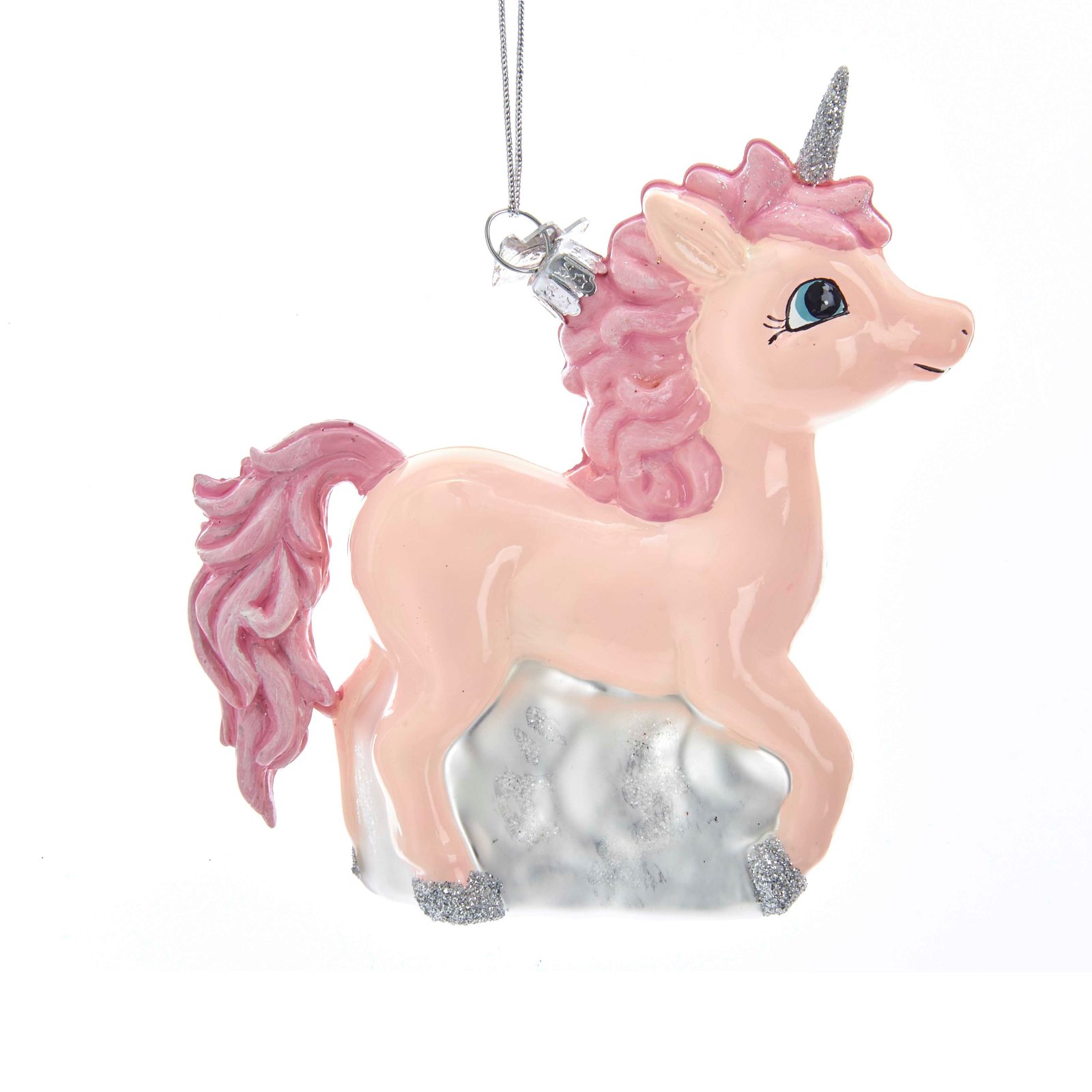 Kurt S. Adler Noble Gems Pink Baby Unicorn Pony Christmas Holiday Ornament 4.75 Inches