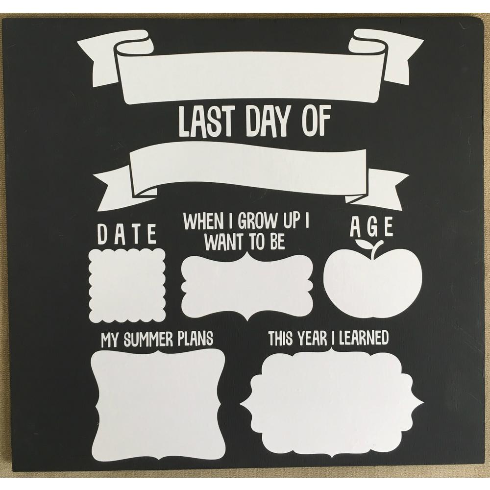 Mary B Decorative Art First and Last Day of School Dry Erase Chalkboard Photo Op Double Sided 12 Inch