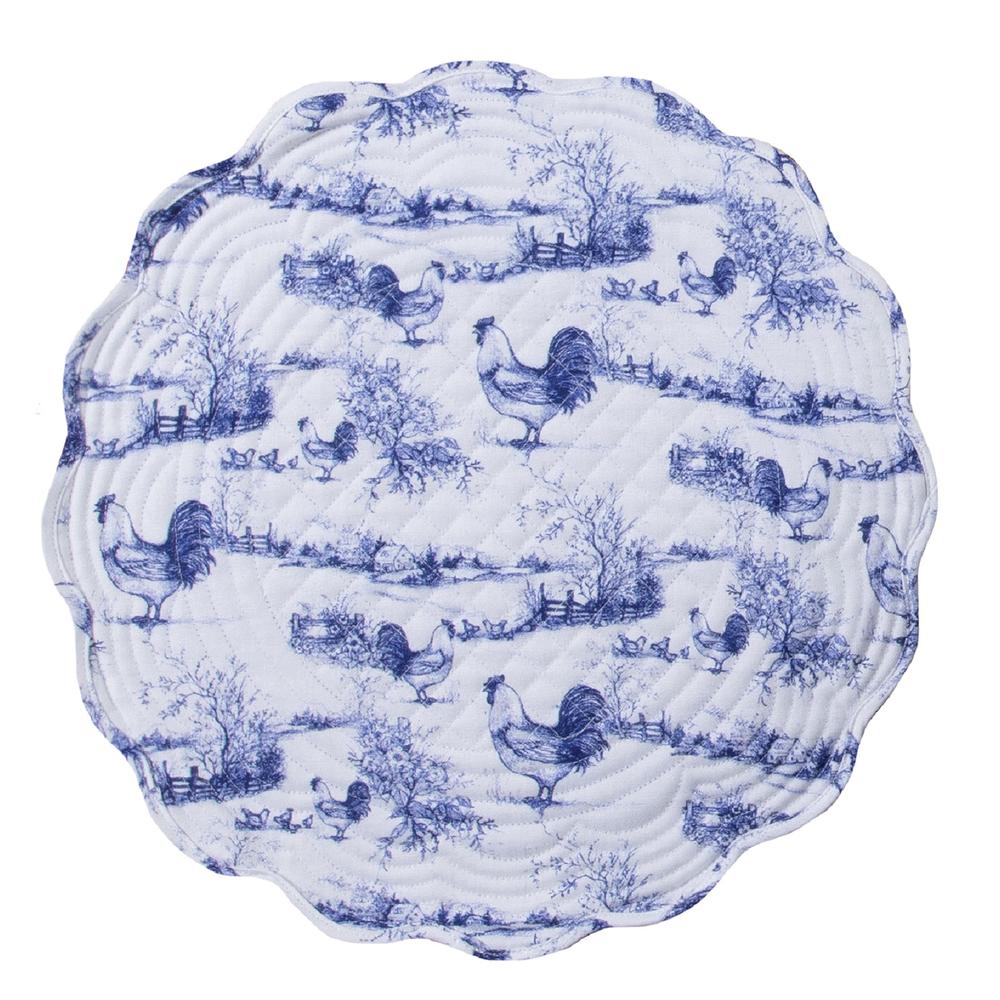 Kay Dee Blue Rooster Quilted Kitchen Dining Table Placements Set of 4