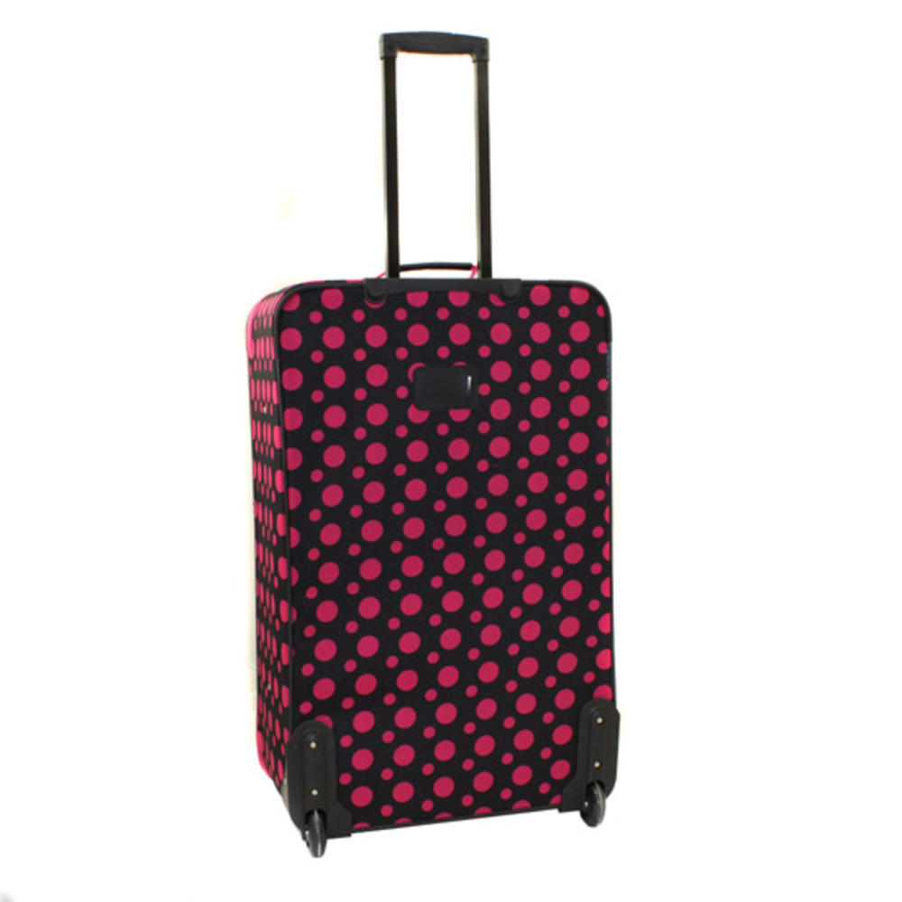 Rockland Fashion Expandable 4-Piece Luggage Set - Black Pink-Dot