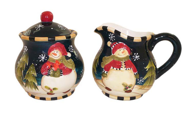 ecworld Snowman Delight Christmas Collection Deluxe Creamer & Sugar Bowl Set