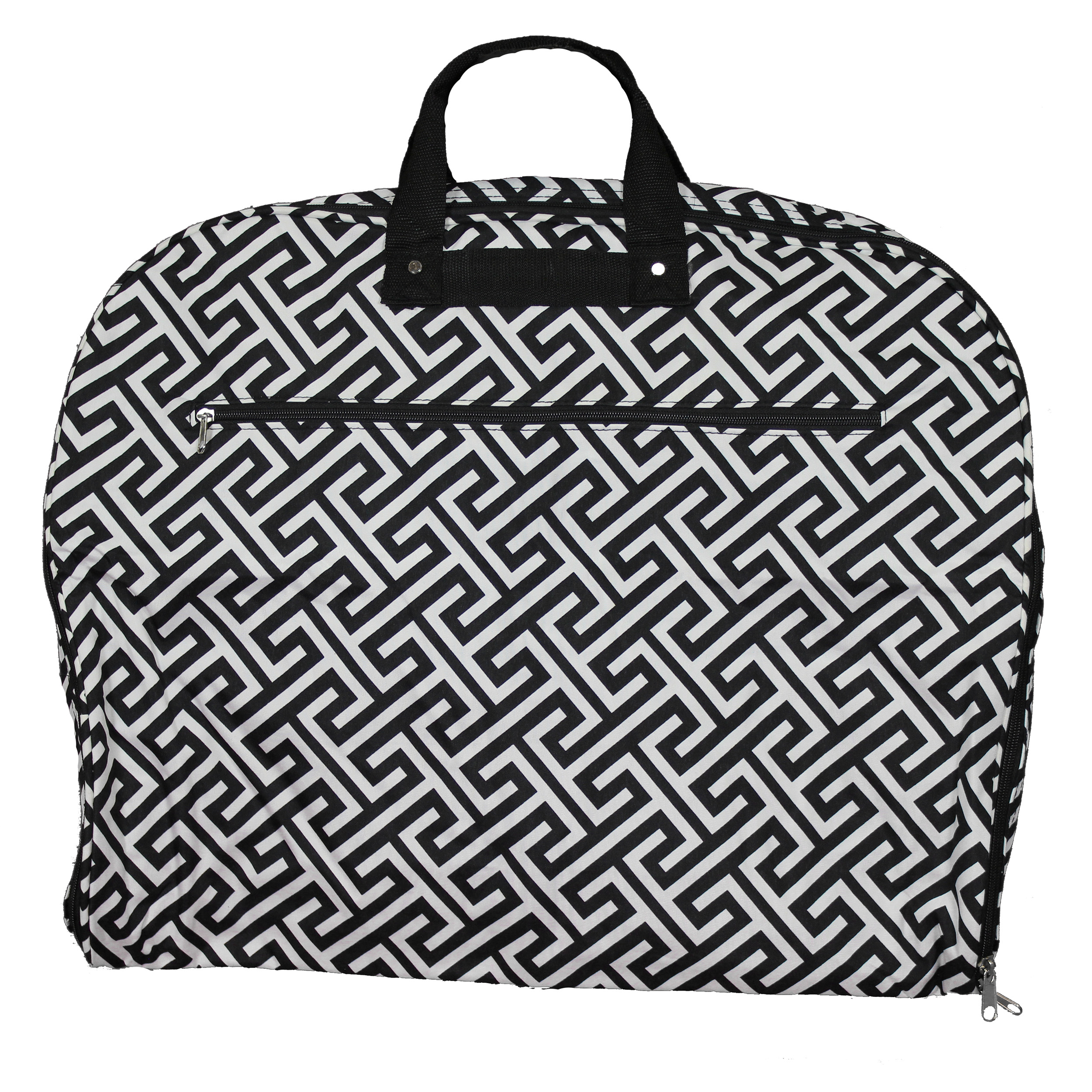 World Traveler Geometric 40-inch Hanging Garment Bag - Black White Greek Key