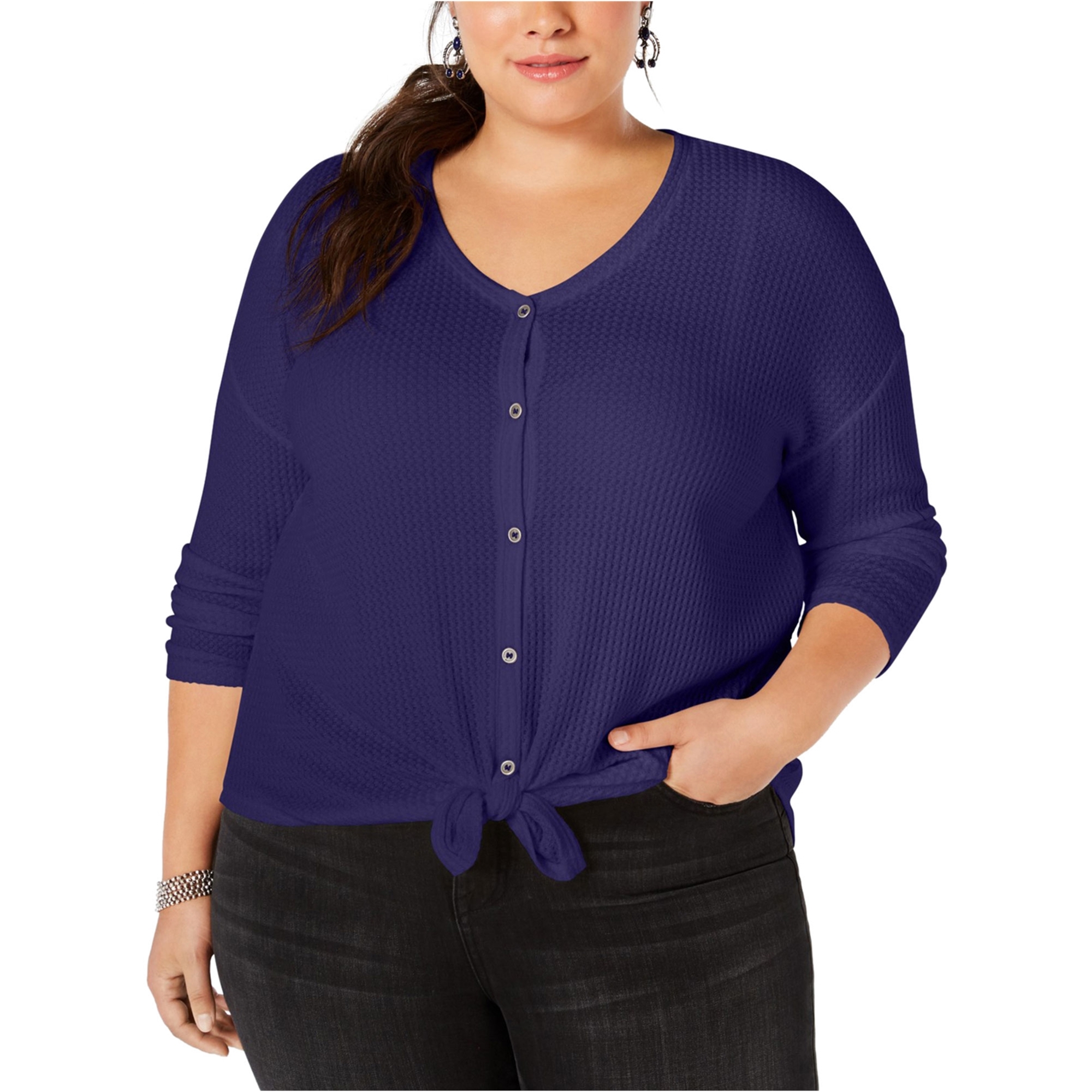 thermal button down top