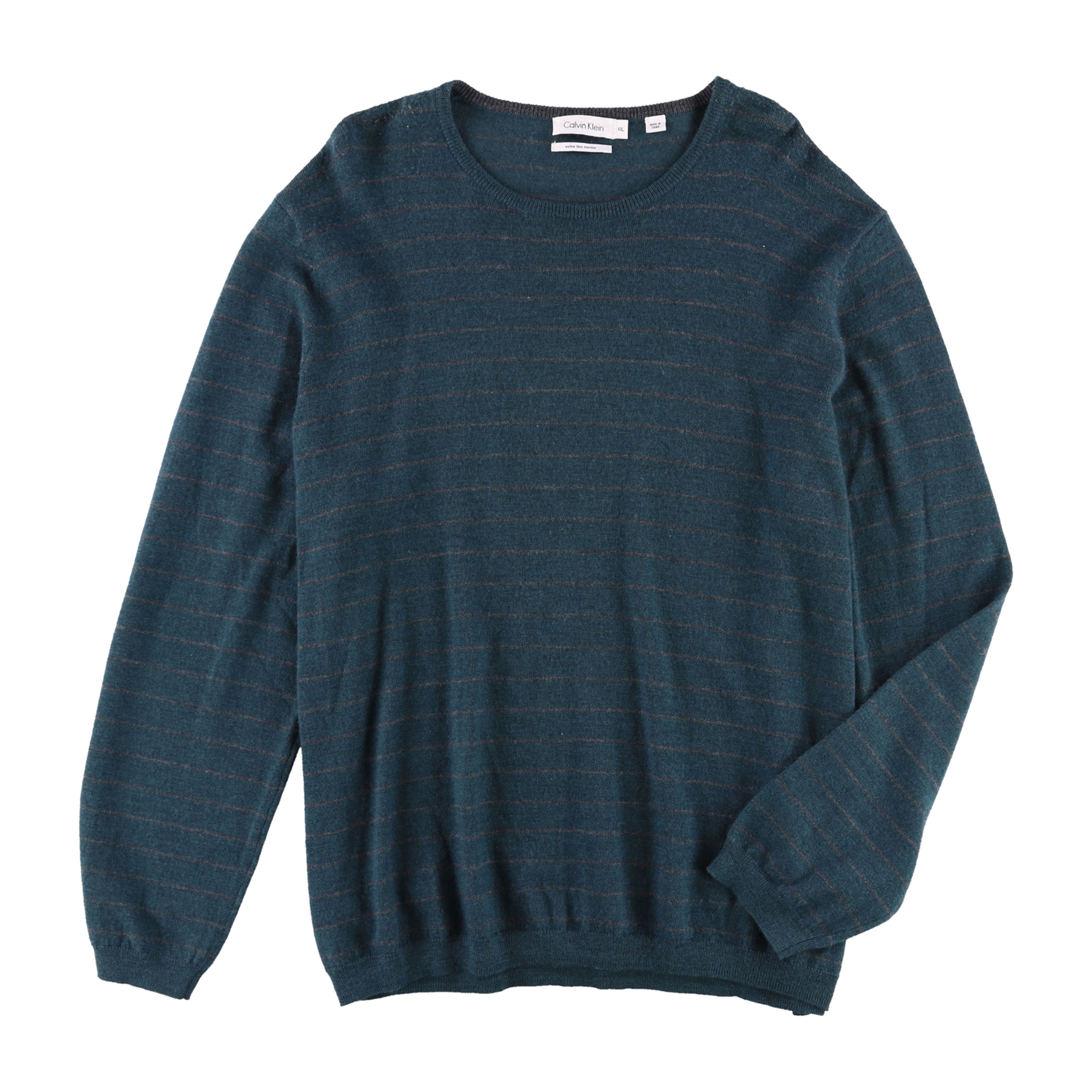 Calvin Klein Mens Extra Fine Merino Stripe Pullover Sweater