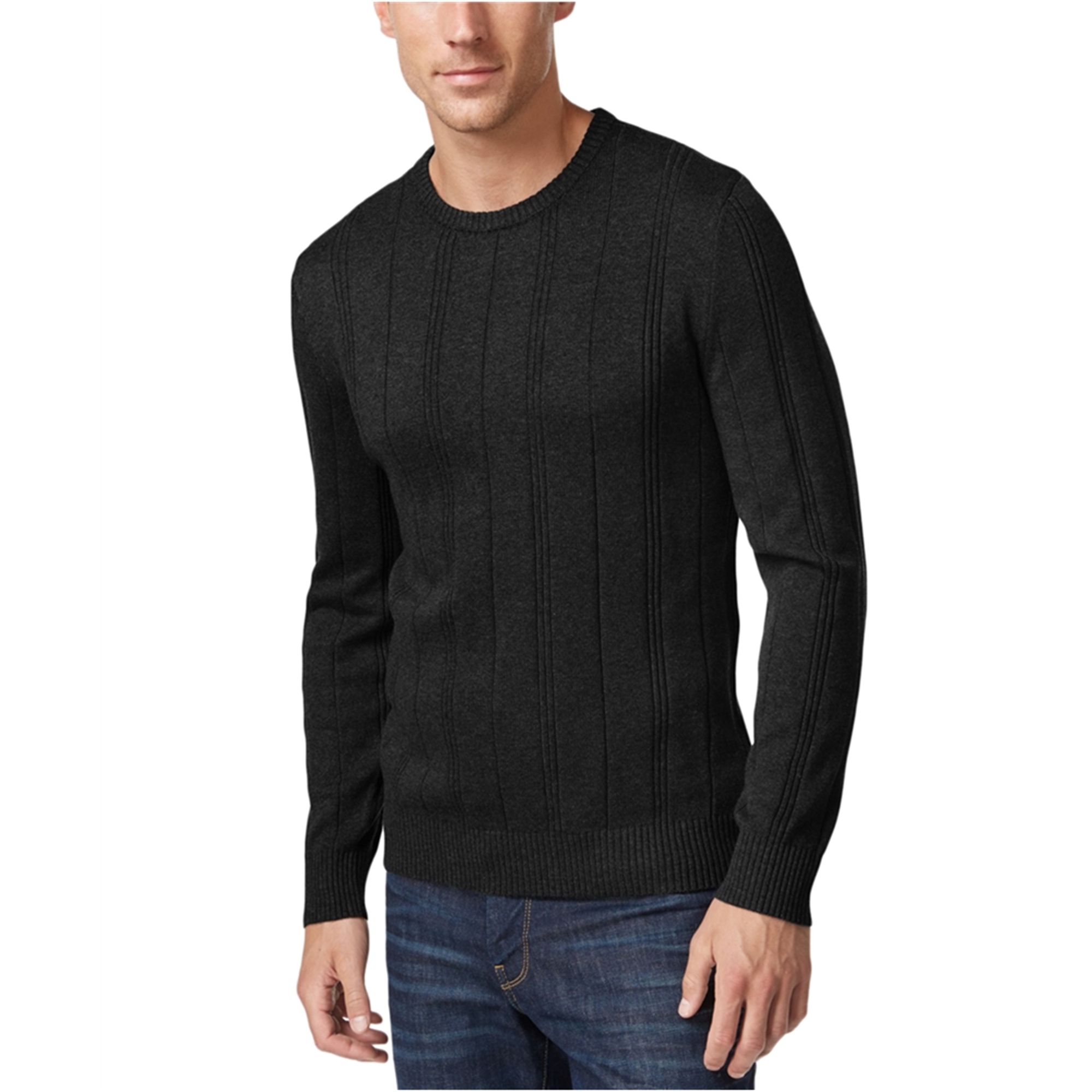 John Ashford Mens Stripe-Texture Pullover Sweater