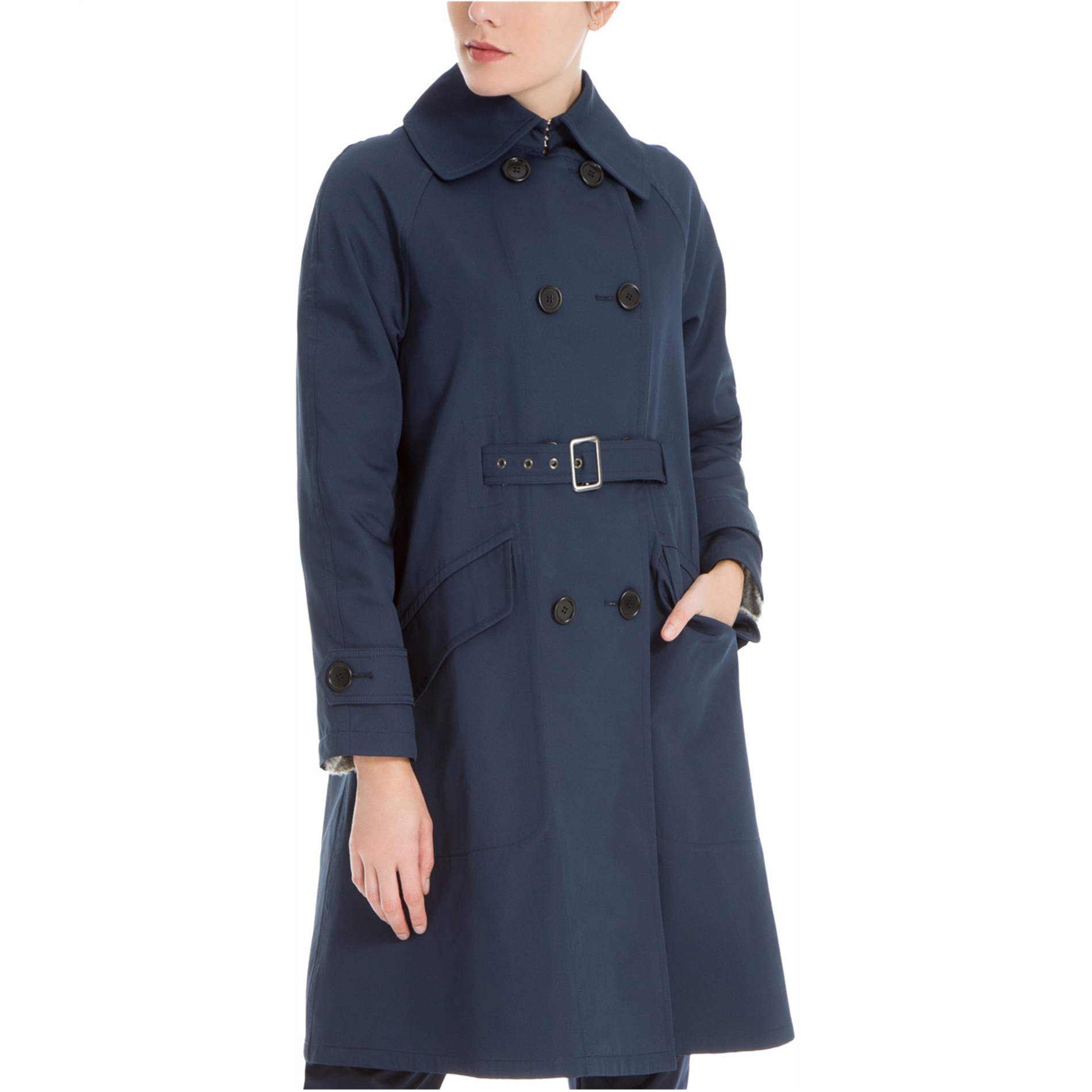 Max Studio London Womens Front-Belted Trench Coat