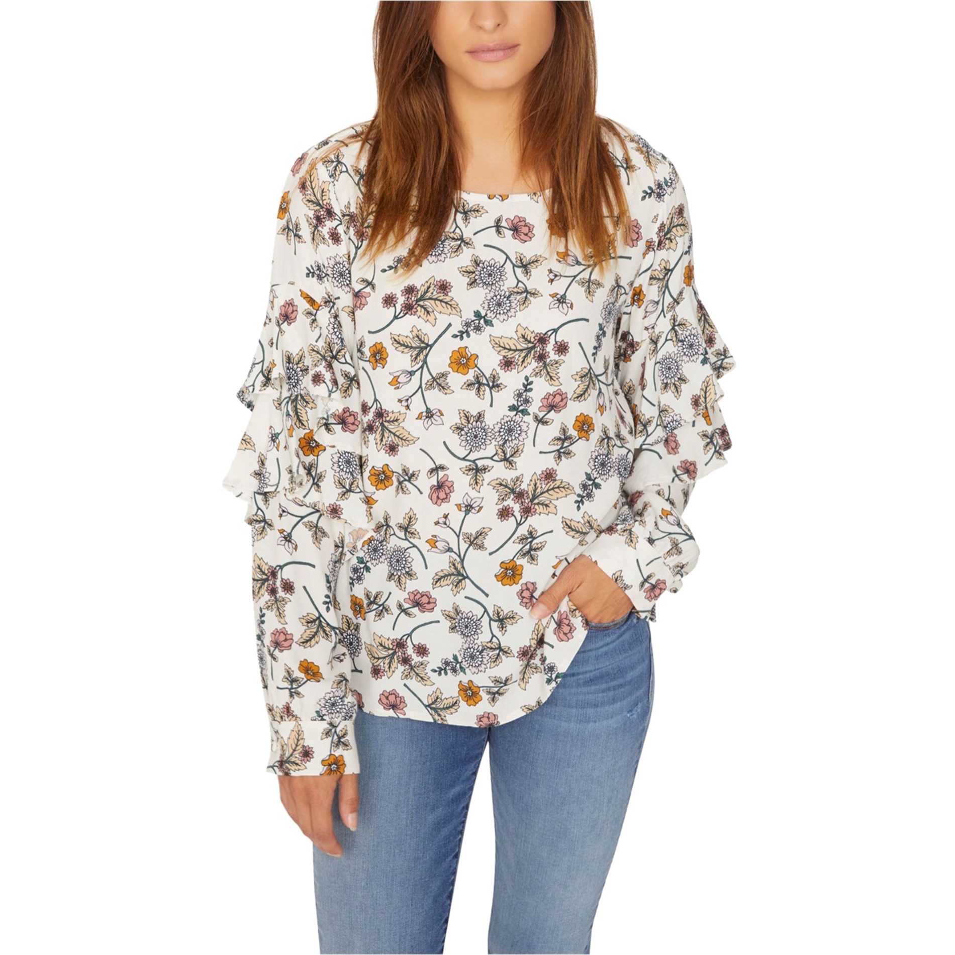 Sanctuary Clothing Womens Floral Ruffled Blouse