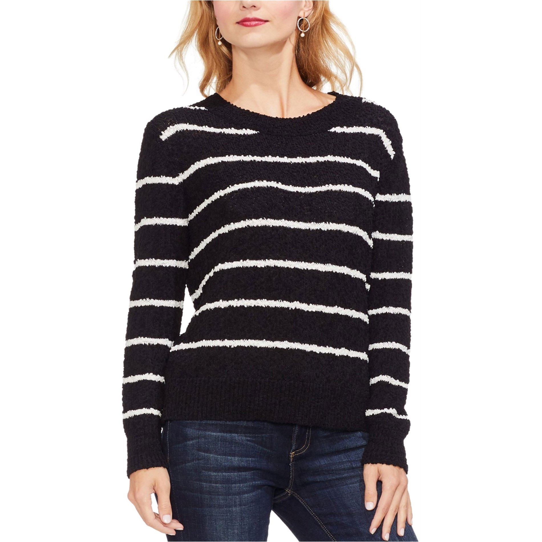 Vince Camuto Womens Chenille Stripe Pullover Sweater