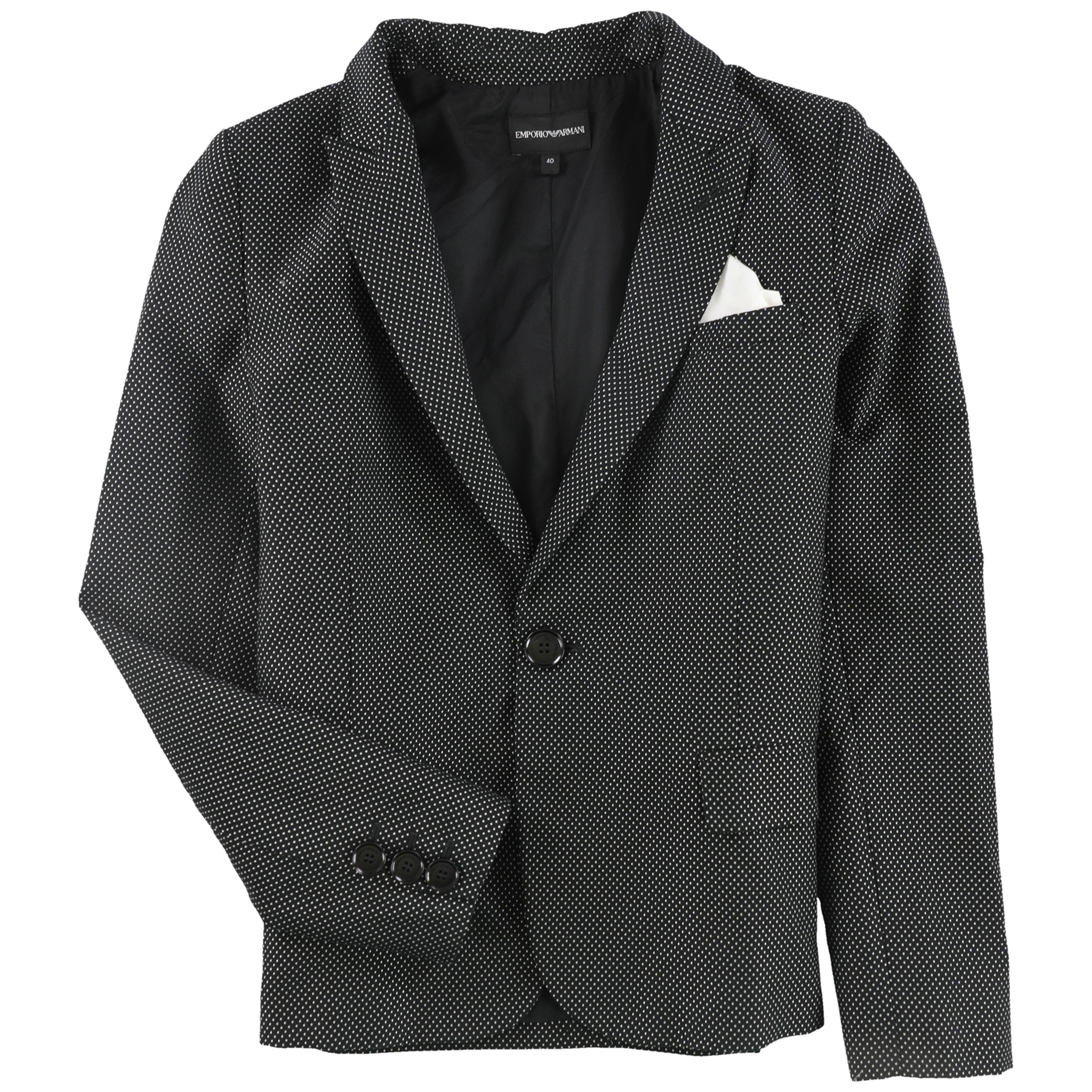 Armani Womens Pindot One Button Blazer Jacket