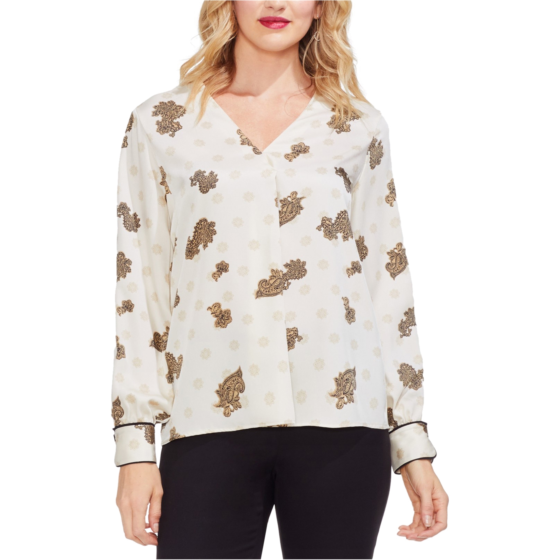Vince Camuto Womens Printed Pullover Blouse