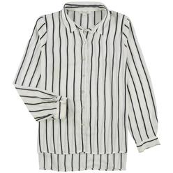 Spense Womens Two Toned Striped Button Down Blouse