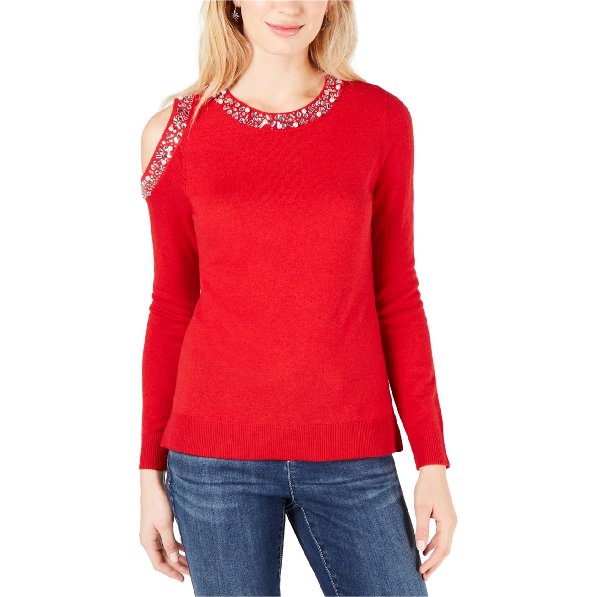 I-N-C Womens Embellished Pullover Sweater