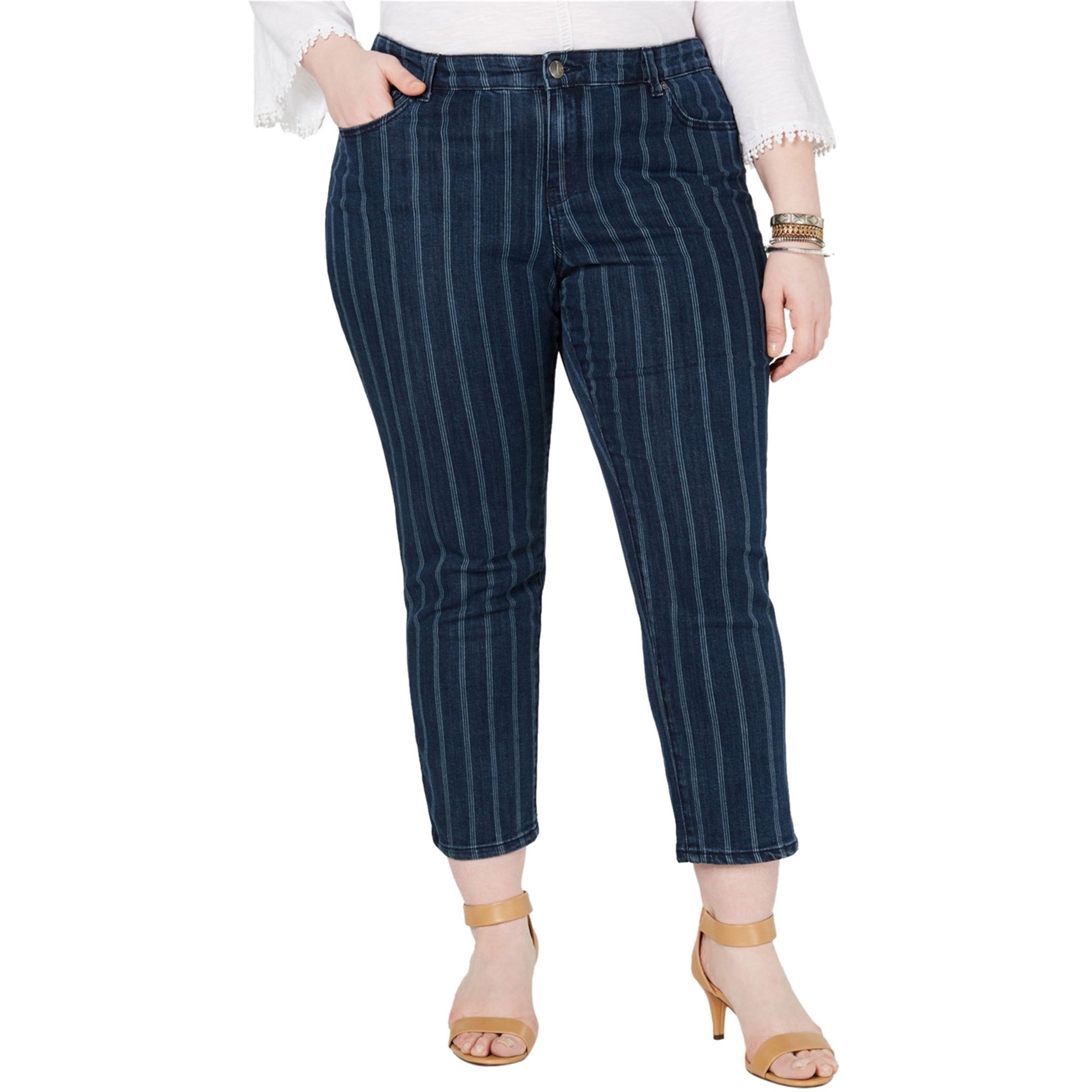 Style & Co. Womens Striped Ankle Slim Fit Jeans