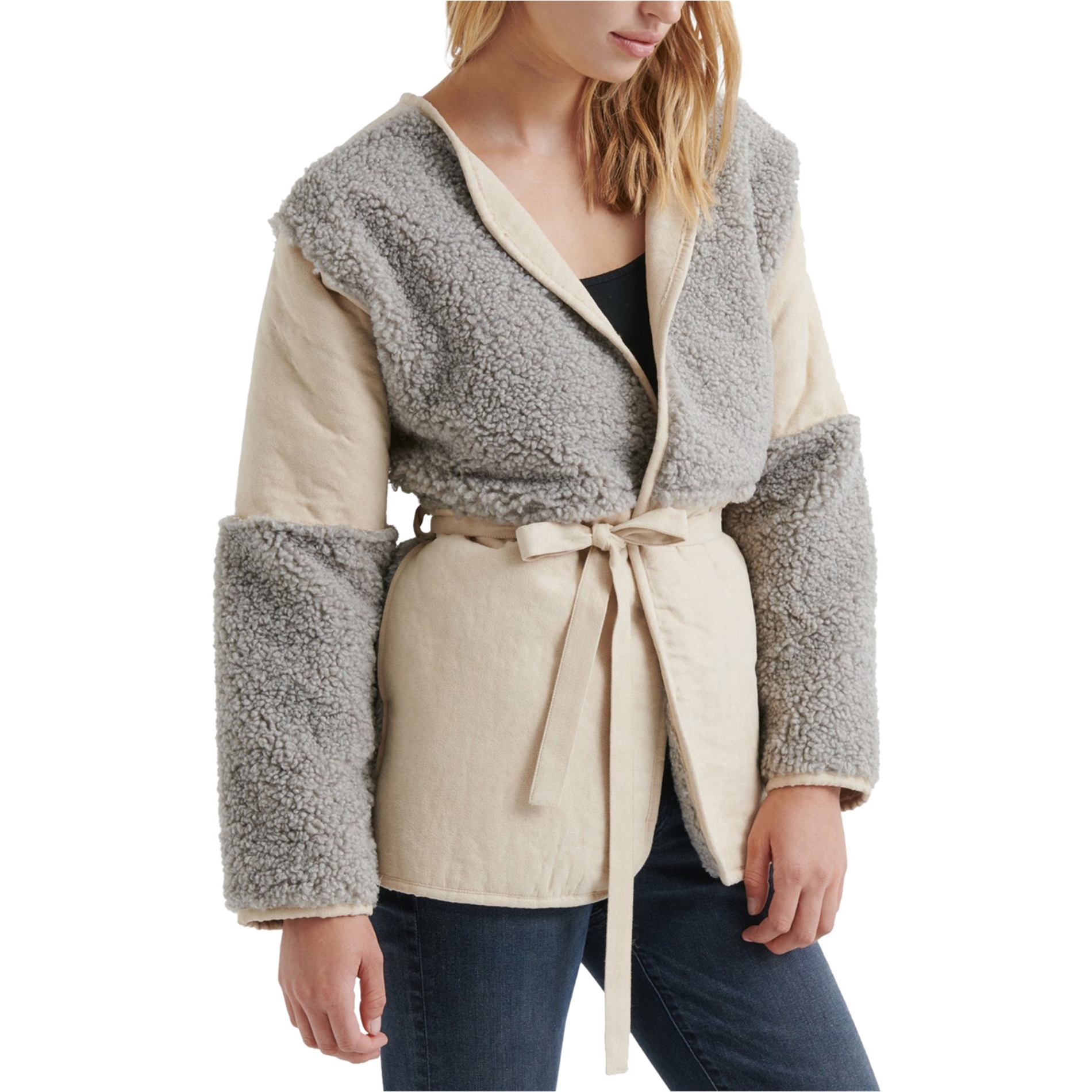 Lucky Brand Womens Faux Fur Paneled Coat