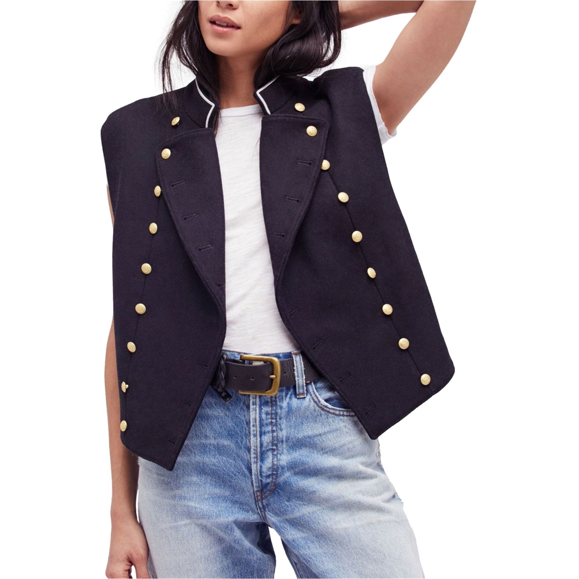 Free People Womens Embellished Outerwear Vest