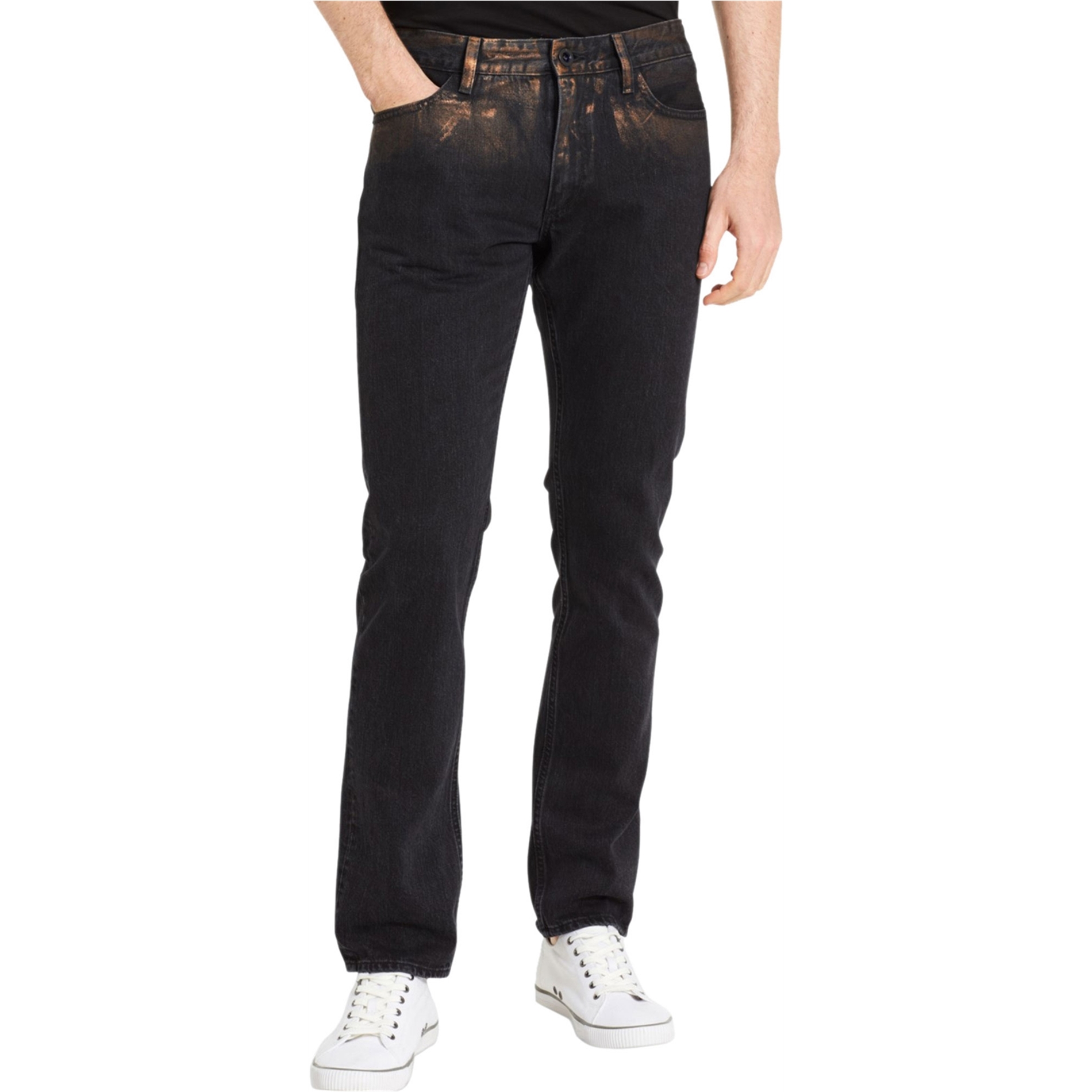 Calvin Klein Mens Distressed Copper Slim Fit Jeans