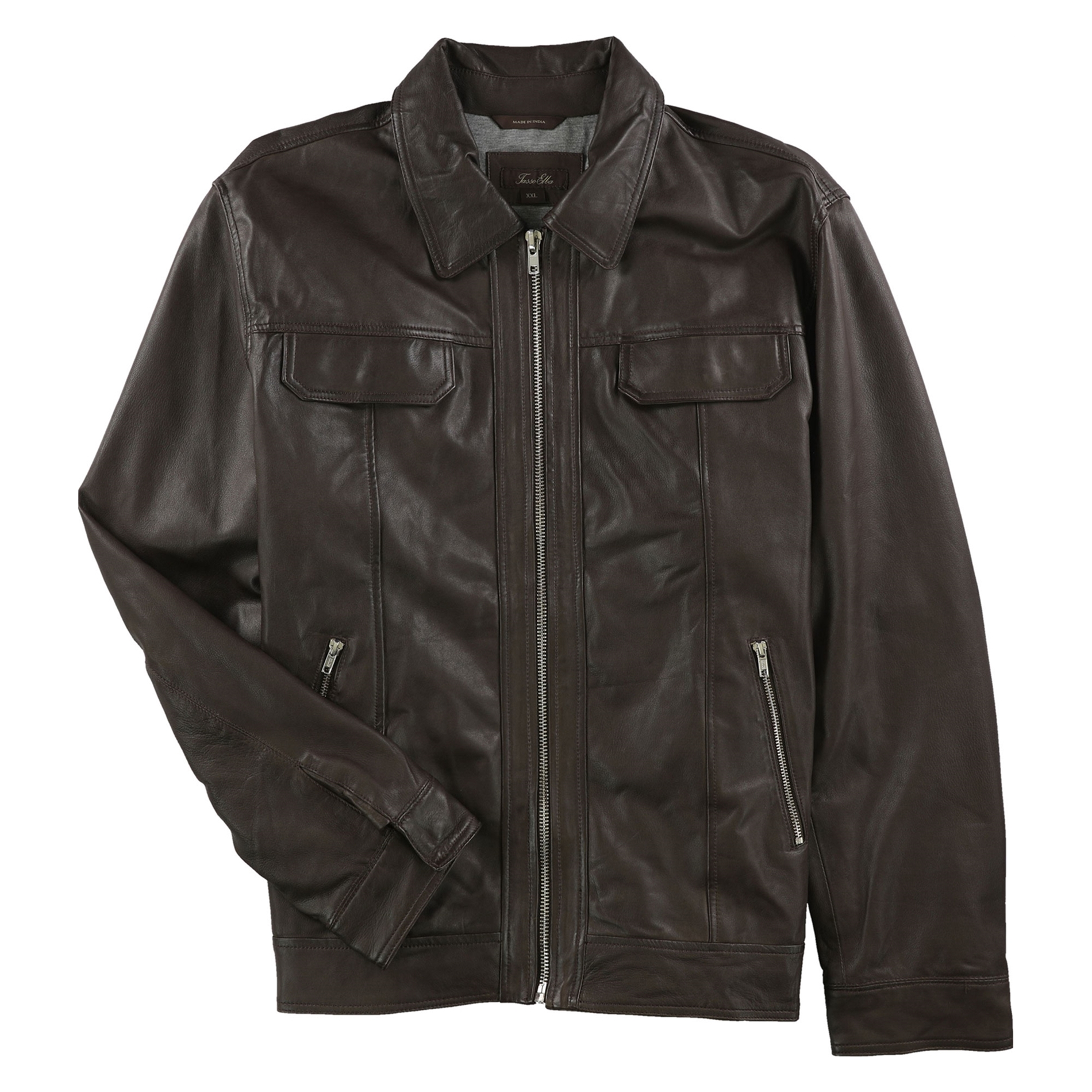 Tasso Elba Mens Leather Motorcycle Jacket