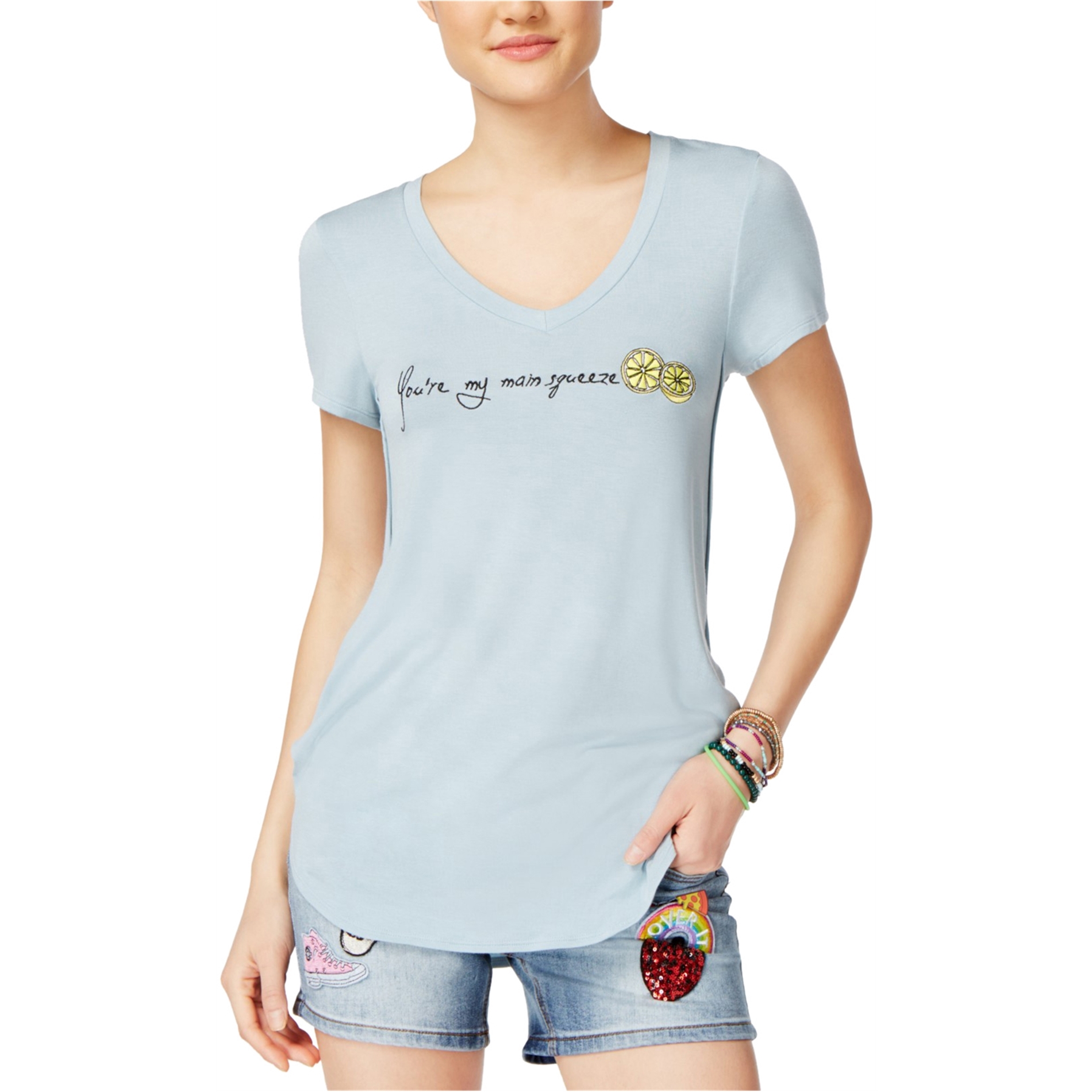 Rebellious One Womens Embroidered Graphic T-Shirt