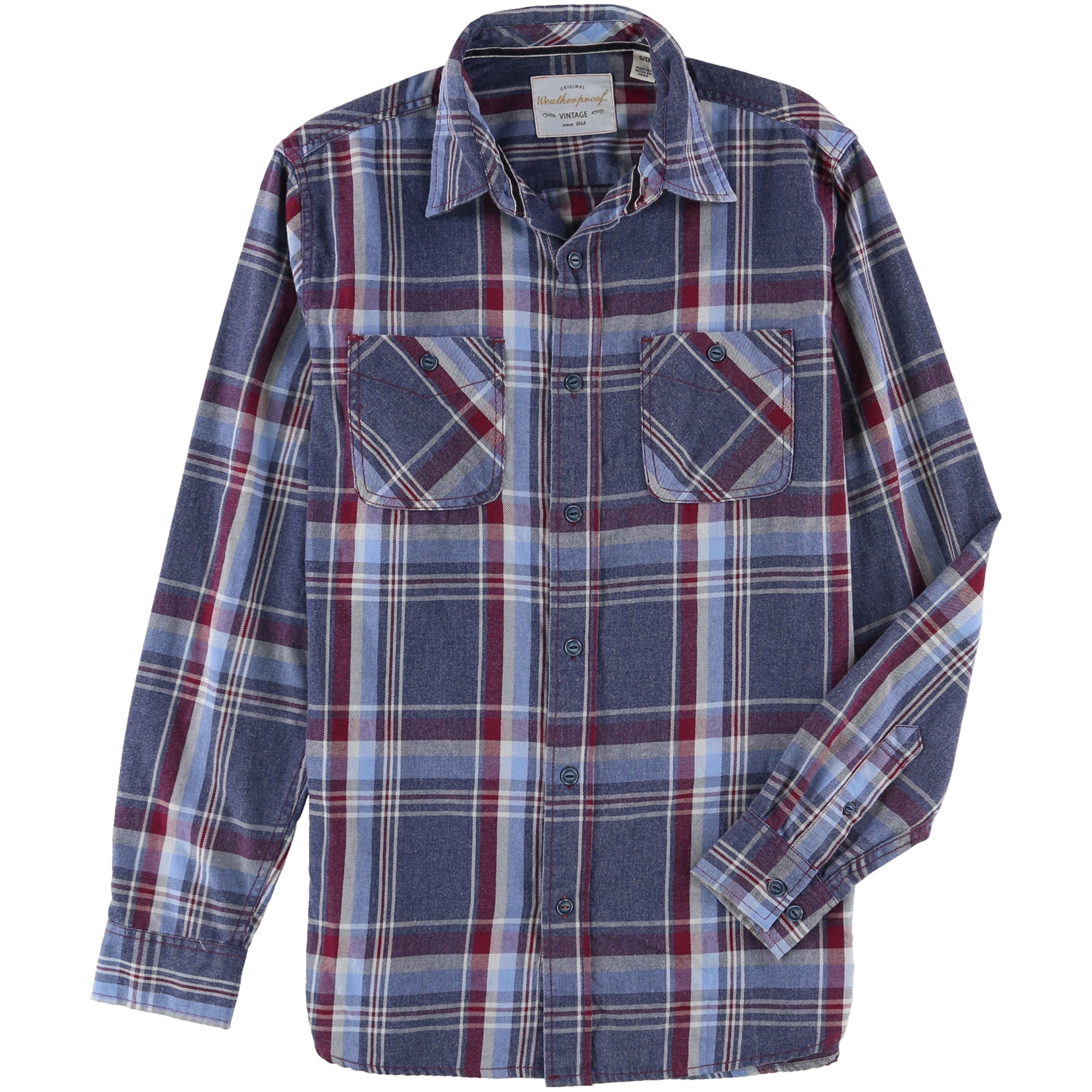 Weatherproof Mens Burnout Flannel Button Up Shirt