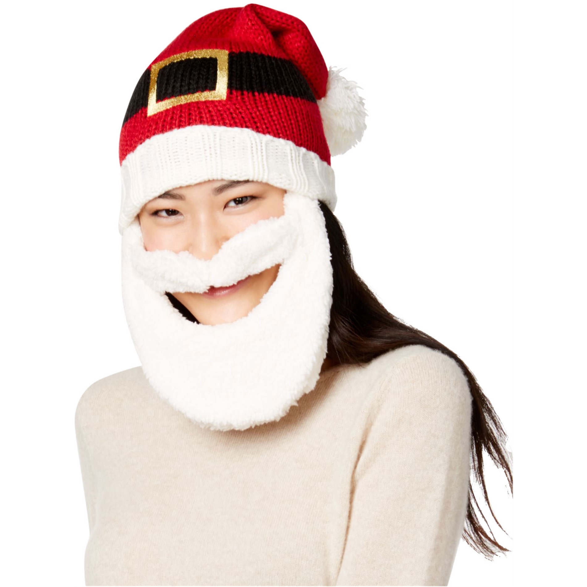 Hooked Up By Iot Womens Bearded Santa Beanie Hat